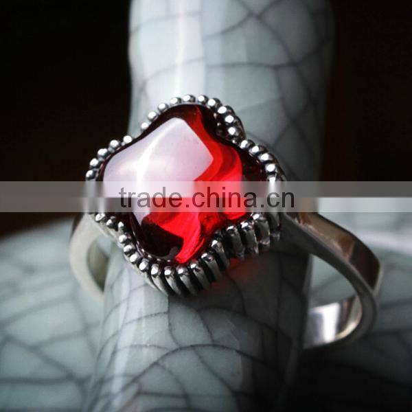 925 Sterling Silver Ring, Natural Ruby Ring, Handmade Silver Jewelry