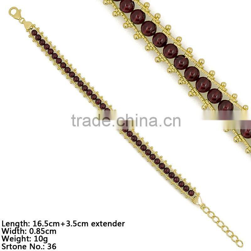 BXA5-008 925 Sterling Silver Jewelry, Silver garnet Bracelet, Heavy Sterling Silver with Red Garnet