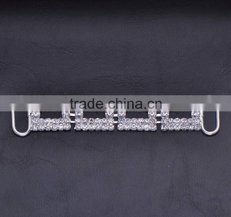 (M0983)80mmx16mm,16mm bar, rhinestone connector for hair jewelry,silver plating,all clear crystals