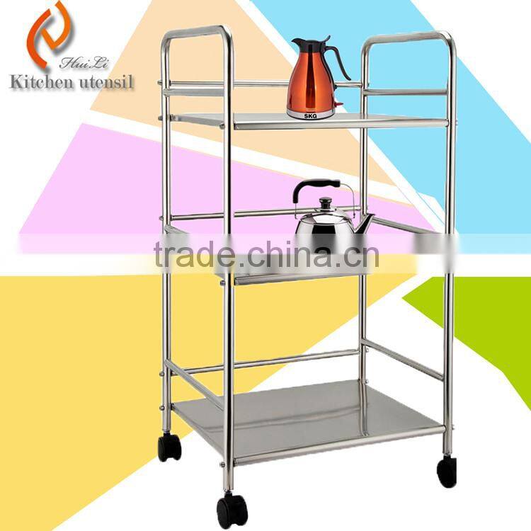 Movable 4 wheels CE approved quality guarantee commercial stainless steel kitchen storage shelf rack for hotel restaurant