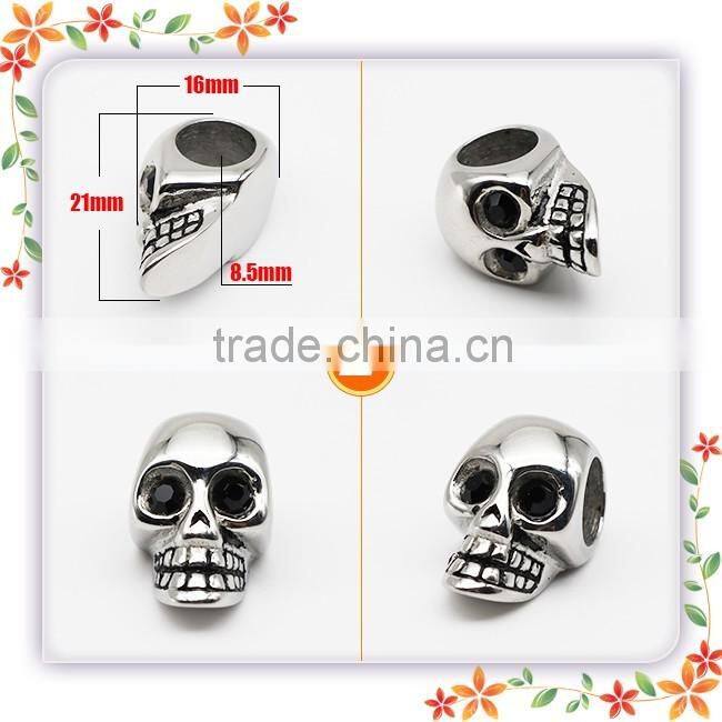 stainless steel metal bead decorative skull for men bracelet making