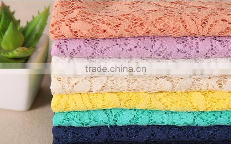 Supply elastic cotton dress fabric warp knitting lace fabrics