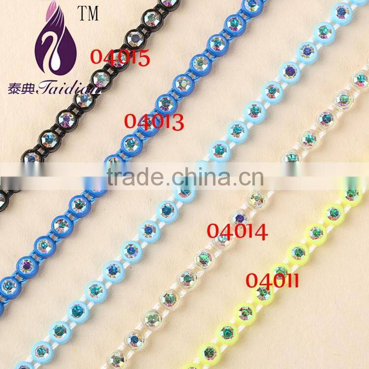 rhinestone dress trim,ss8 ab rhinestone banding