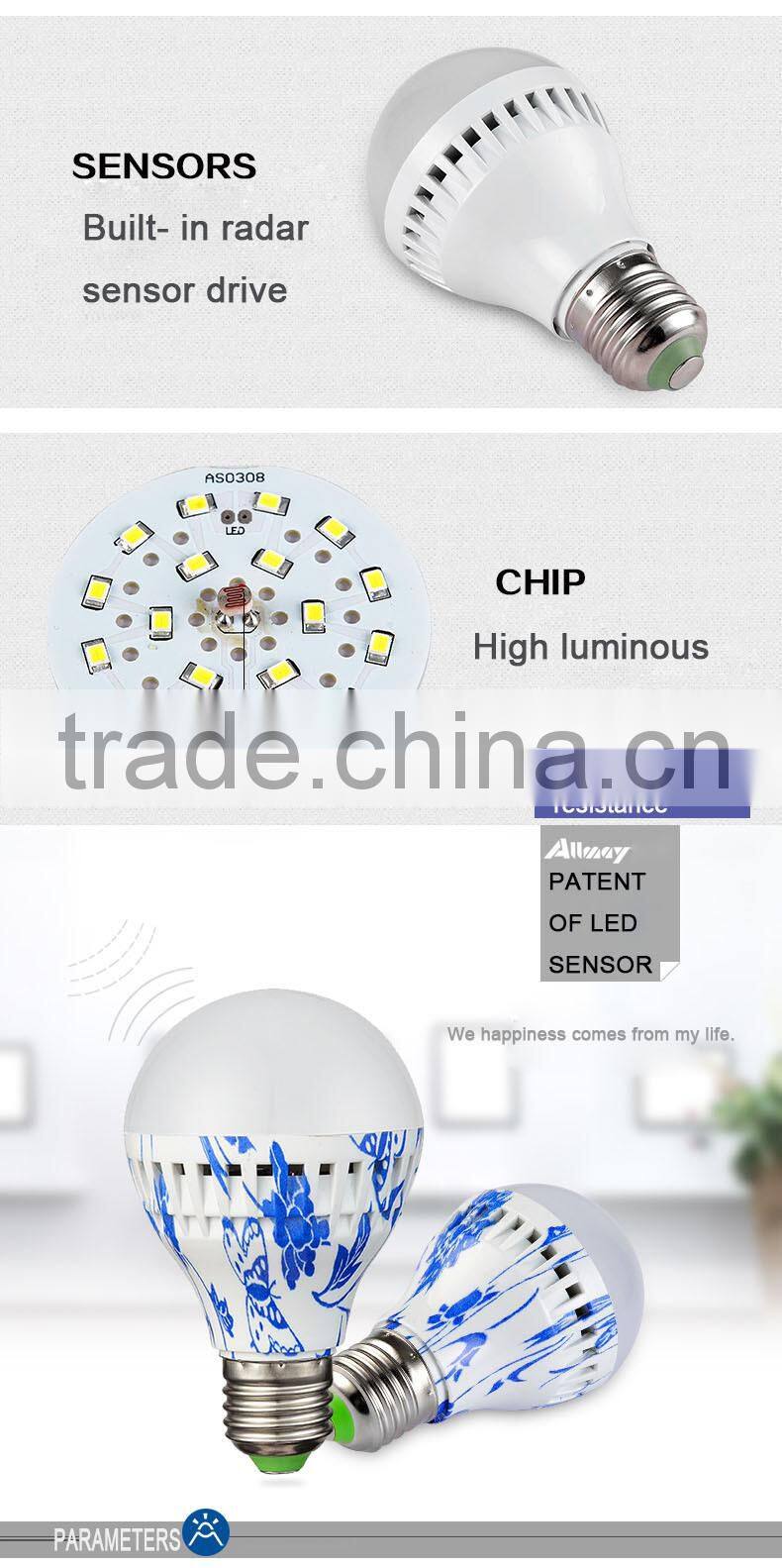 AC DC36V motion sensor led bulb 7W dual lighting dimming sensor ac36v
