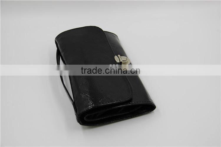 professional 22 pcs brushes for makeup - quality black leather bag