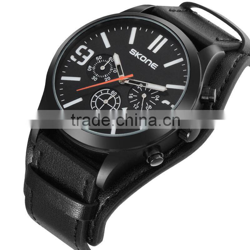 SKONE 9449 new design leather wrap around watch men