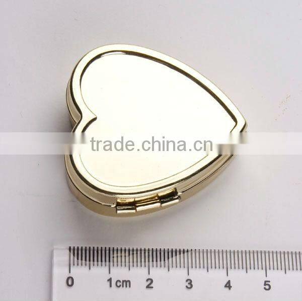Heart Shaped Mirror Compact/Metal Pill Box/Pocket Pill Box