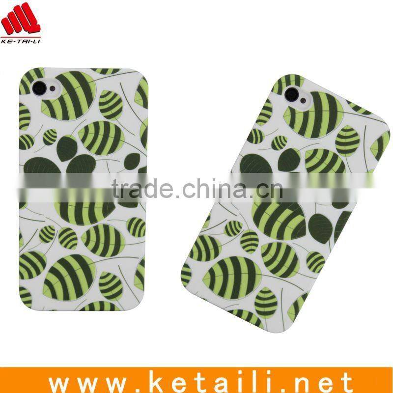 Green leaves printing design for iphone 4S case hot selling