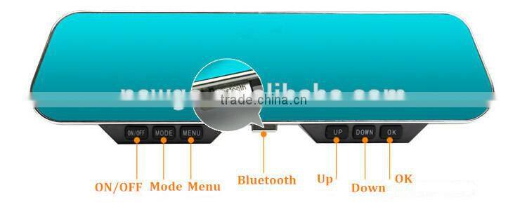 4.3 Inch LCD 1080P Full HD 5.0M Pixel 140 Degree Wide Angle Bluetooth Anti-glare Camera Car Rear View Mirror