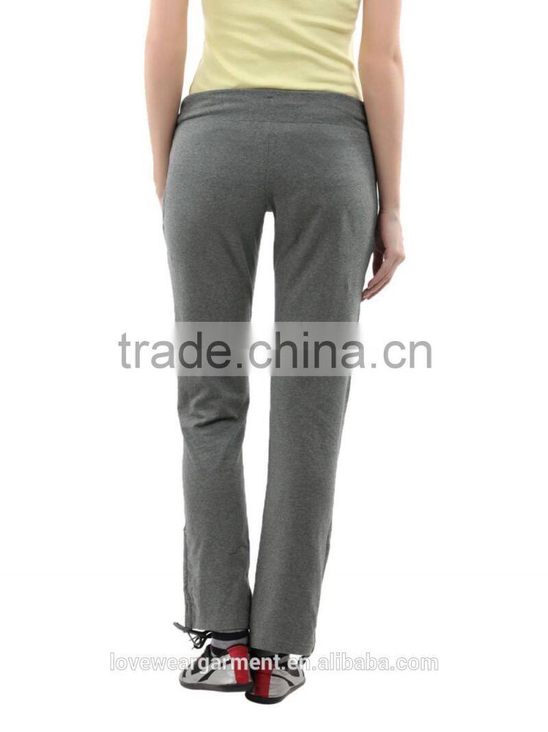 Women plain grey french terry cotton sweat pants wholesale