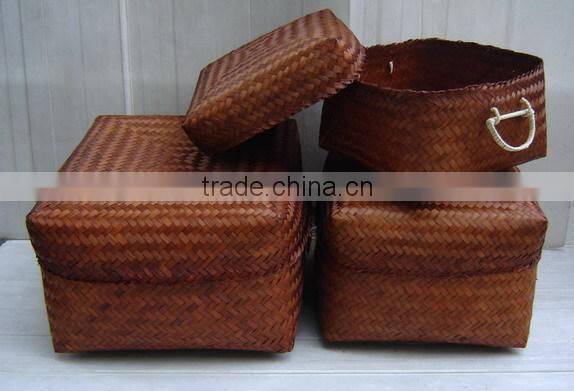 Bamboo basket, wicker basket/box, handcrafted nice hand woven box decorated basket