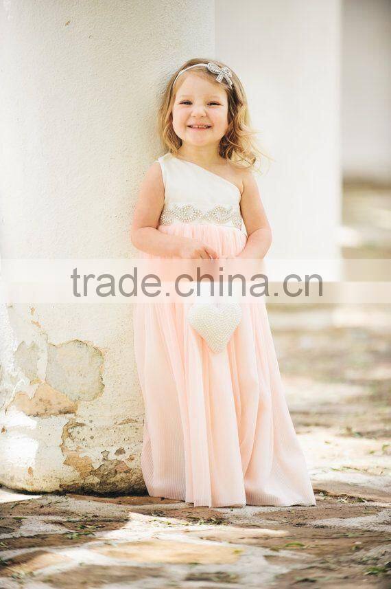 Handmade baby girls evening dresses pink flower girl dress boutique High Quality Kids dresses Flower Girl Dresses