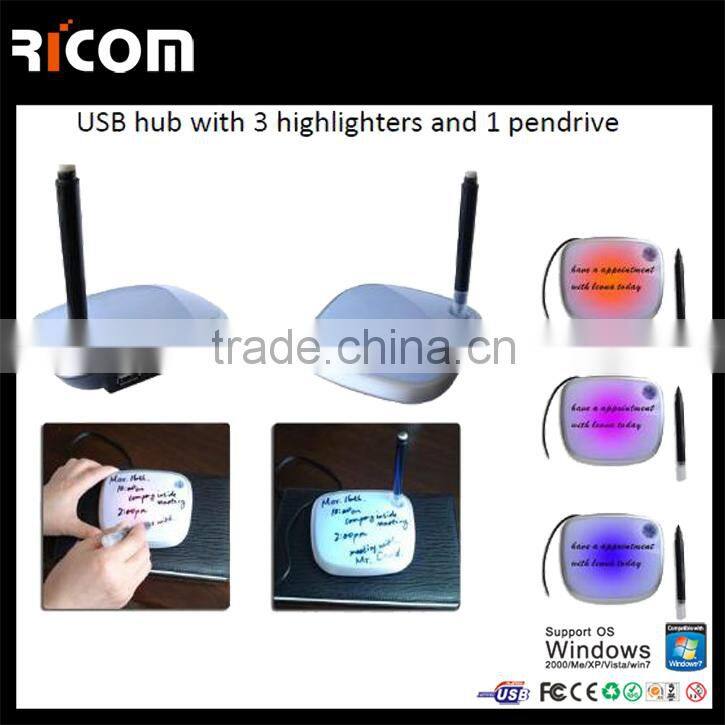 illuminated memo pad with usb hub
