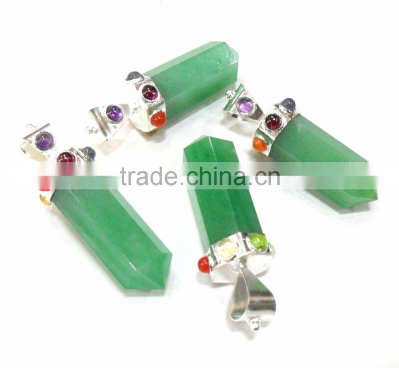 AMETHYST 7 CHAKRA POINT PENDANT SET : CHAKRA CABACHONE PENDANT POINT SET : CHAKRA PENDANT