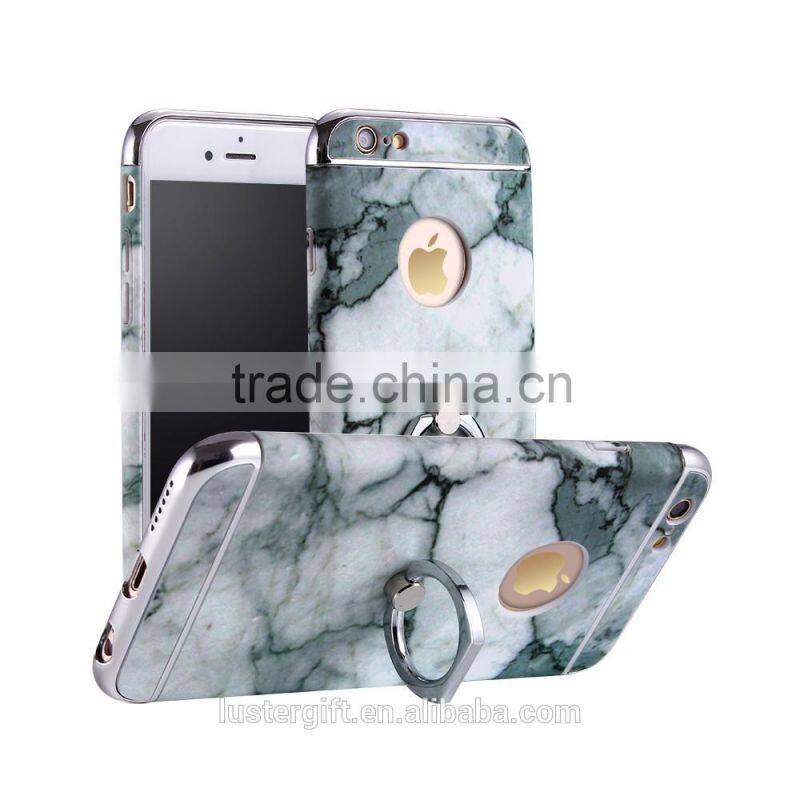 2016 With ring kickstand Luxury 3 in 1 Hard PC Marbling Phone Case Cover For iPhone 5S SE 6 6S Marble Checked Pattern Phone Case