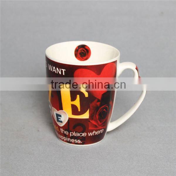 2015 customize white new bone china mugs with decal