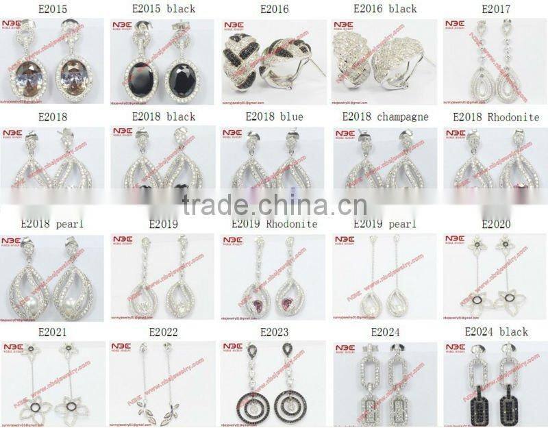 Factory artisan crafted italian hot sale cheap costume 925 silver earrings with quality rhodium, AAA grade pure clear white cz