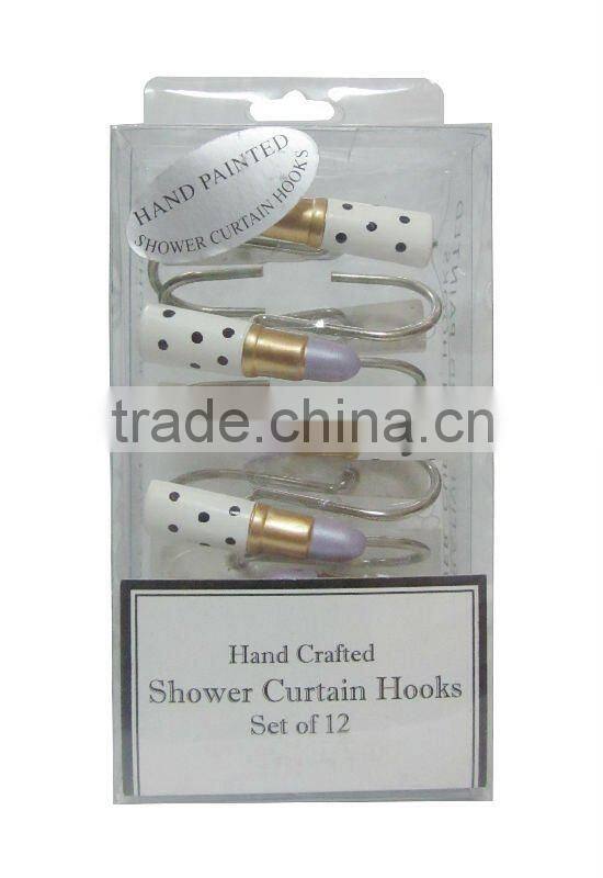 12PCS SHOWER CURTAIN HOOKS IN PVC BOX MATCHING WITH SHOWER CURTAIN