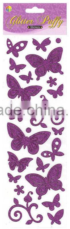Fashional Decorative 3D Glitter Puffy Sticker For Kids