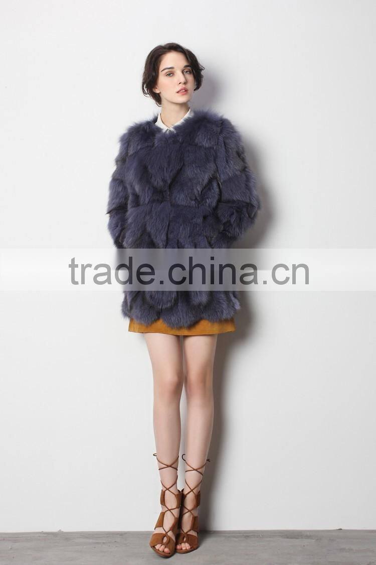Wholesale Natural Silver Fox Scrap Fur Coat for Factory Direct Sale