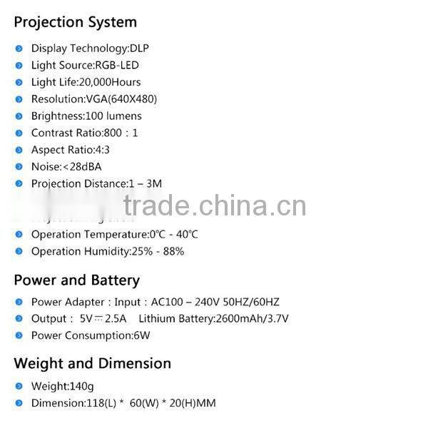 2016 Hot Sale High Quality Mini Projector For Phone