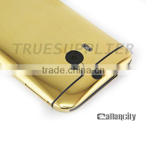 for HTC one m8 24ct gold cover, for HTC one m8 gold plated housing
