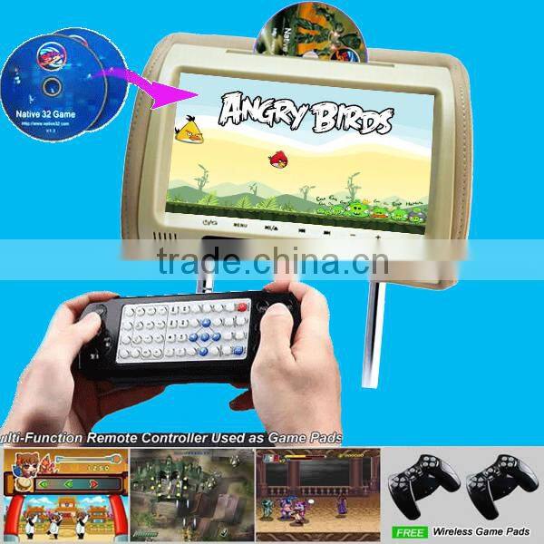 9 inch headrest car dvd player with 32 bit wireless games IR radio tuner and zipper cover,9 inch car dvd player,headrest car dvd