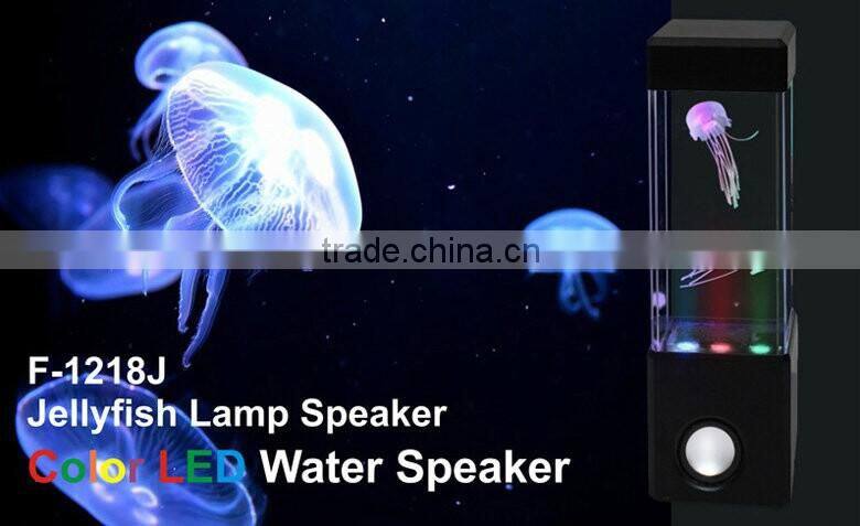 Mini Aquarium Colorful LED dancing water speaker with jellyfish swiming in the tank F-1218 J