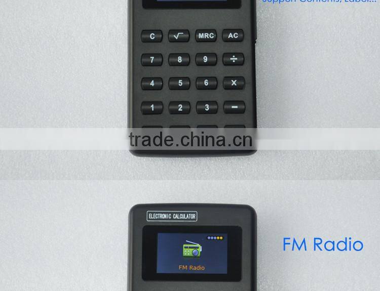 Magic Calculator with MP4 function has eBook, Photo, Music, Video, Recorder, FM Radio, Emergency Button to back to Calculator