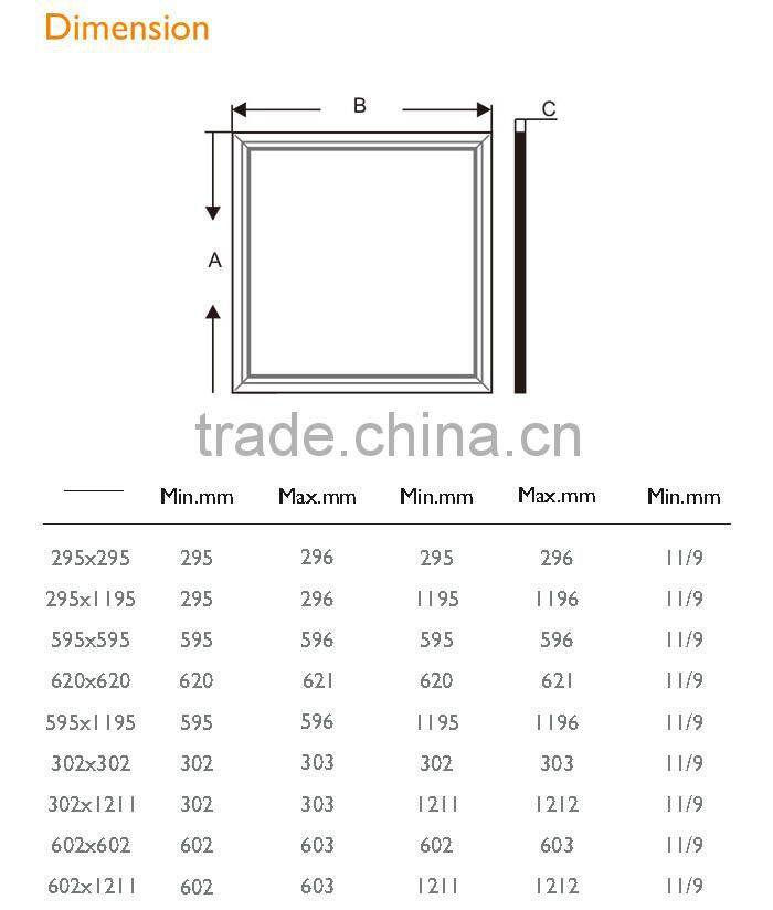 Slim led panel lighting TUV-GS CE approved 620x620mm 50w 5 years warranty