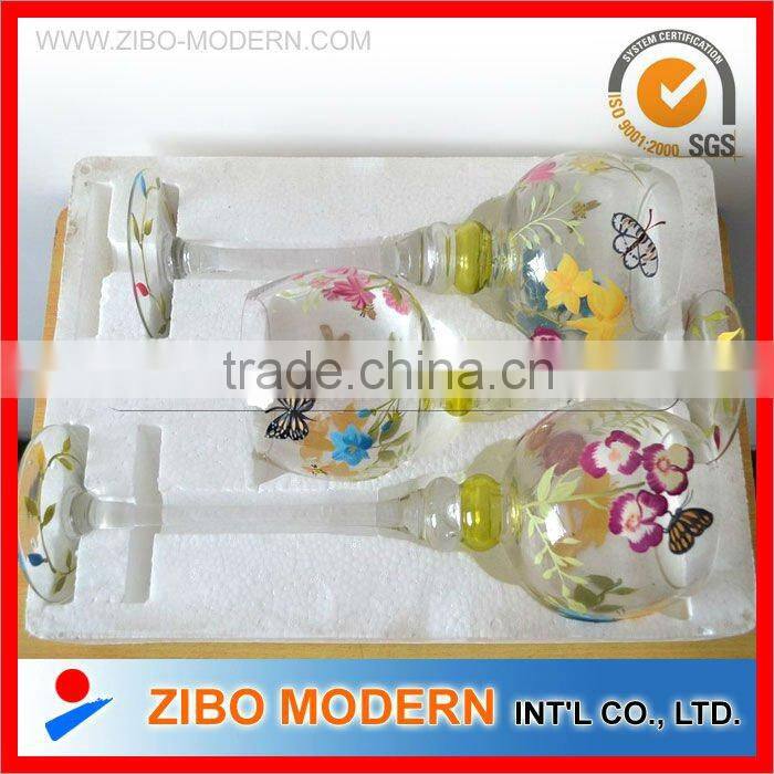 hand painted red wine glass Drinking glass