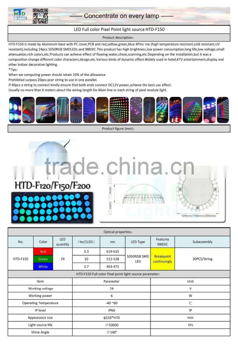 big cutout 100 120 diameter led pixel point light waterproof ip66