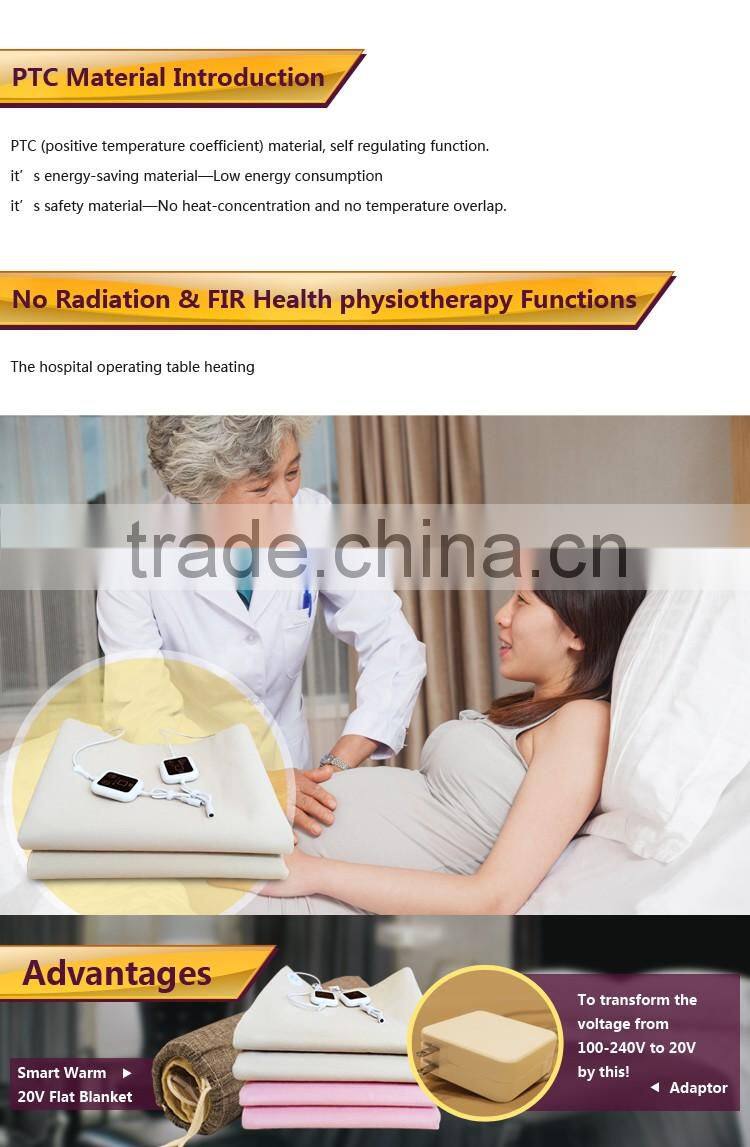 China supplier 2016 new product breathable cotton blanket electric heating blanket