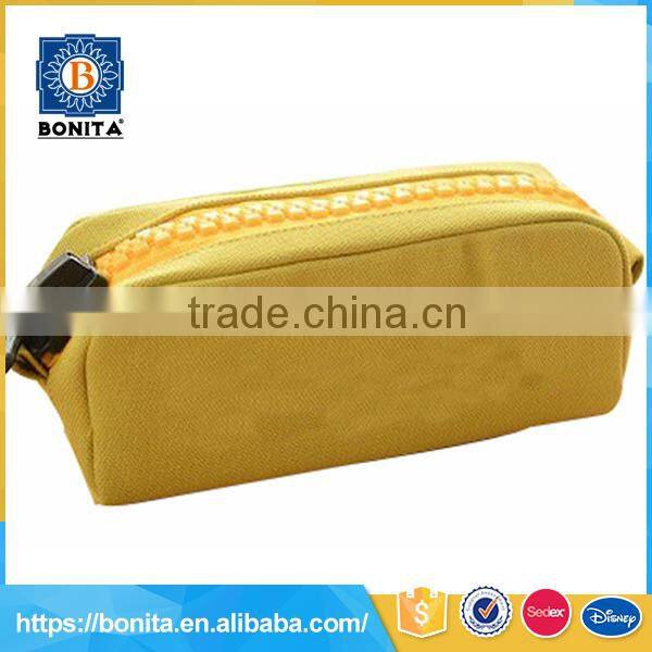 Concise design yellow with big zipper student high quality kid's pencil bag