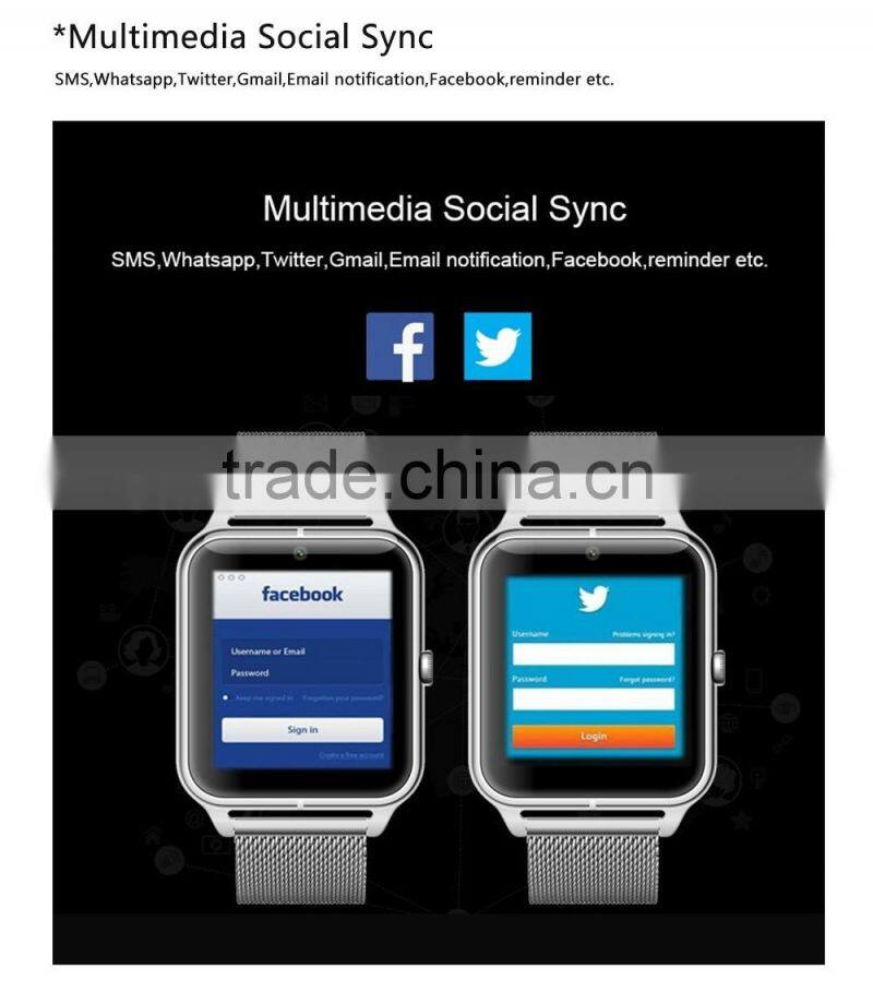 New Sedentary Remind Inteligente Z60 Smart Watch TF Card Camera Bluetooth Smartwatch For Android Phone