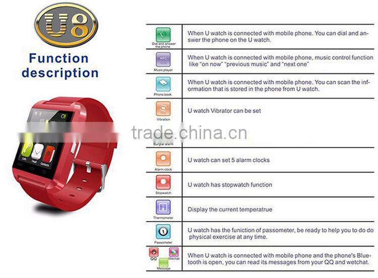 Bluetooth Smart Watch U8 Smartwatch U Watch For iOS iPhone Samsung Sony Huawei Xiaomi Android Phones Good as GT08 DZ09
