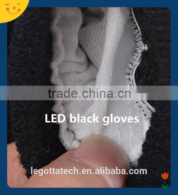 Hot sales amazine velvet flashing gloves raver dancing party 7 colors RGB light gloves