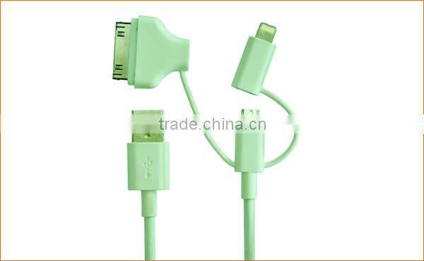 Mfi certified 2.4A fast charge 3 in 1 Combo charging usb Cable for devices