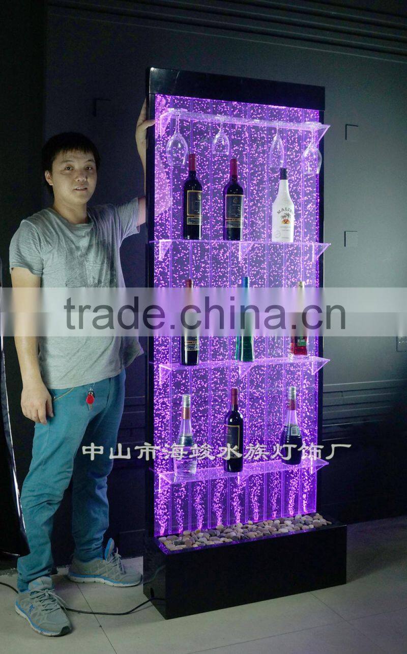 Led lighting bubble water liquor display rack,with color changing,Amazing water bubble wine rack,