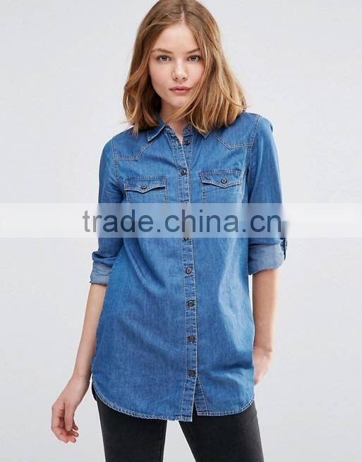 Denim Western Jacket in Light Blue with 2nd Chance Embroidery