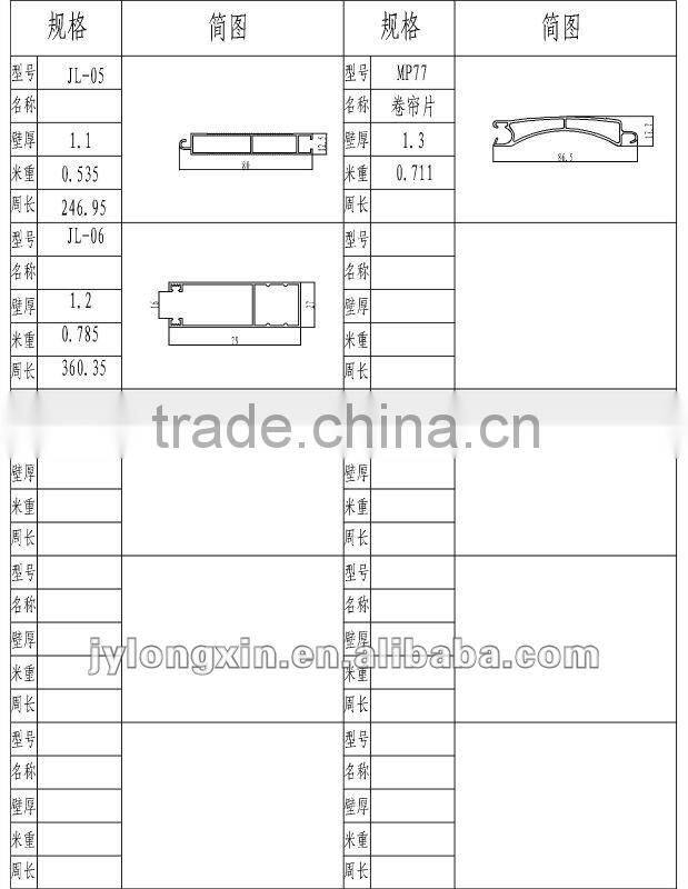powder coated aluminium roller door profile