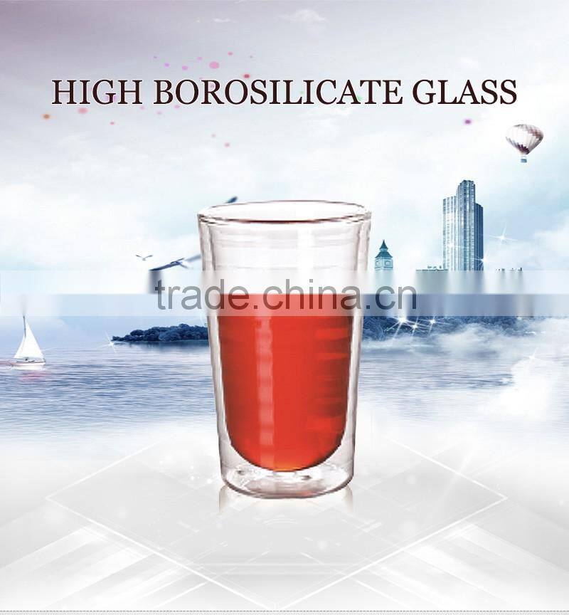 300ml handmade high borosilicate glassware double wall glass cup N6009