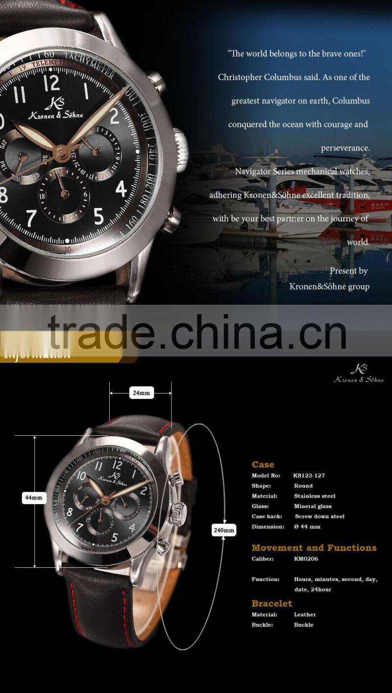 KS Navigator Automatic Mechanical Analog Men Leather Band Watch