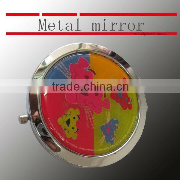 mini double sided mirror, metal mirror with rubber patch