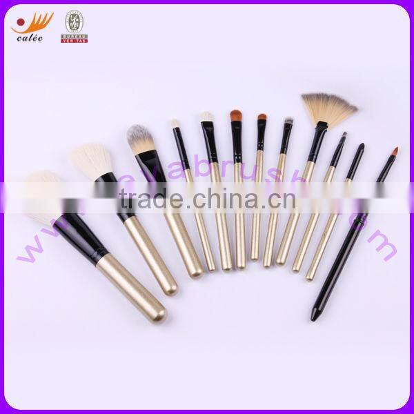 Cosmetic Brushes Set with Aluminium Pipe and Wooden Handle