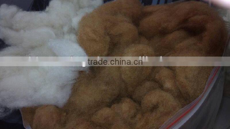 HOT!!! sheep cashmere and the polyester/acrylic blend fiber19.5-22mic & 40-50mm, dyed brown color