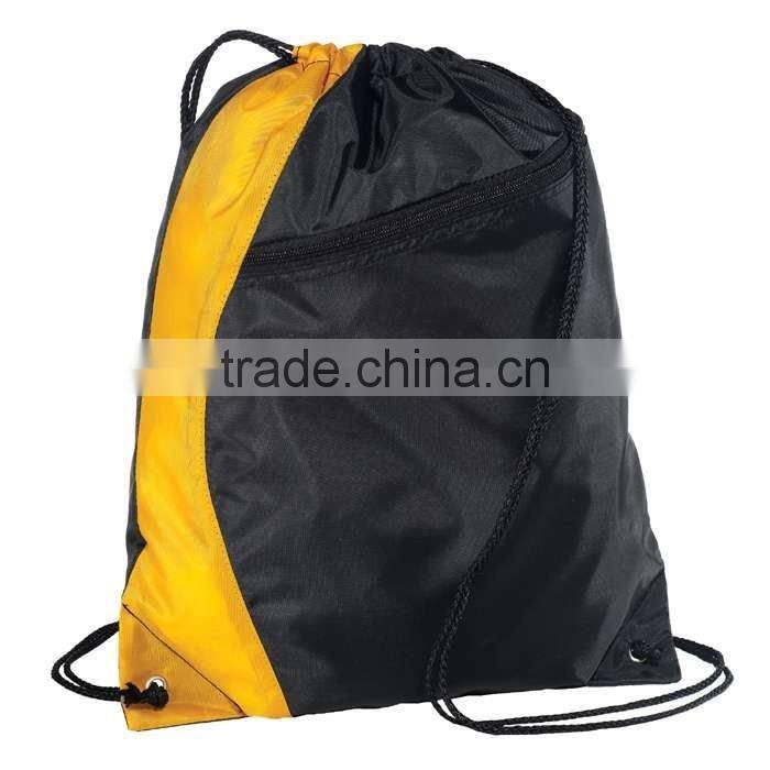 210D Polyester Colorblock Drawstring Backpack