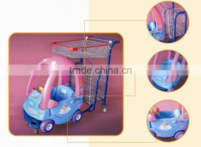 standard supermarket shopping cart for supermarket with kid's seat
