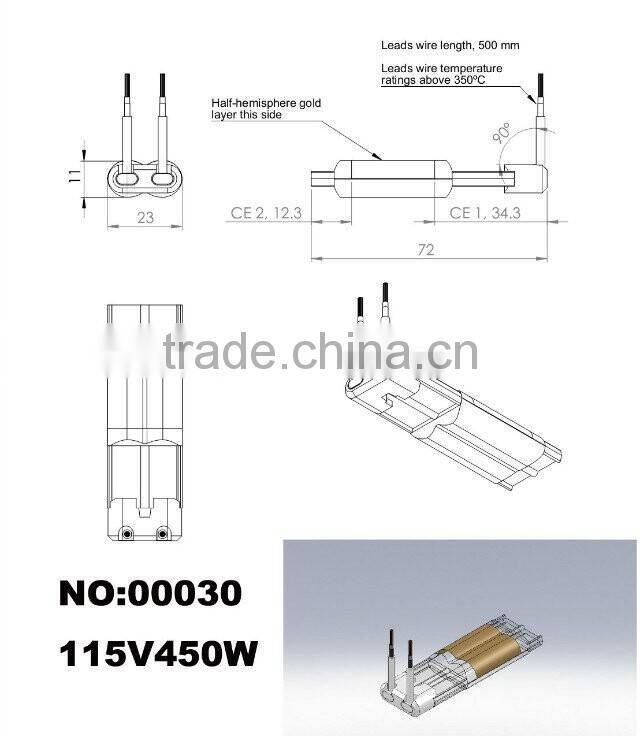 IR lamp for heating process glass bottle making machine
