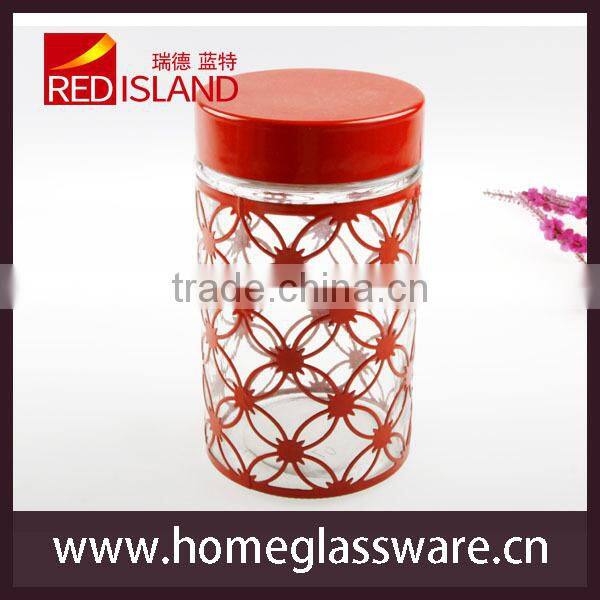 Metal surface food storage glass bottle